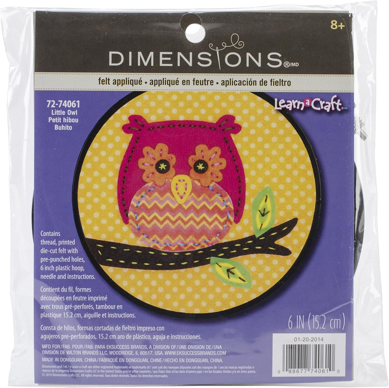 Dimensions Little Owl Felt Applique Kit Craft for Beginners, 6''