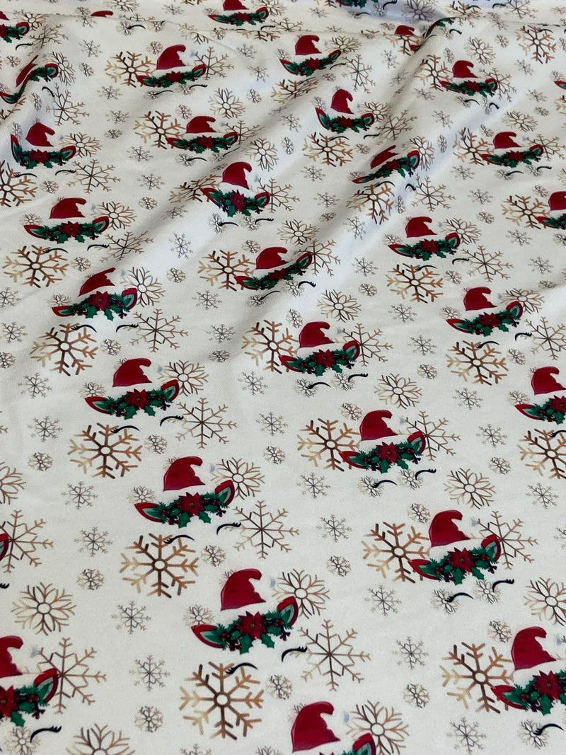 Christmas Sleeping Unicorn 4 Way Stretch Knit Fabric - Half Yard