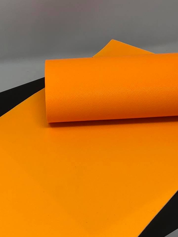 Solid Neon Bright Orange Faux Leather Sheet