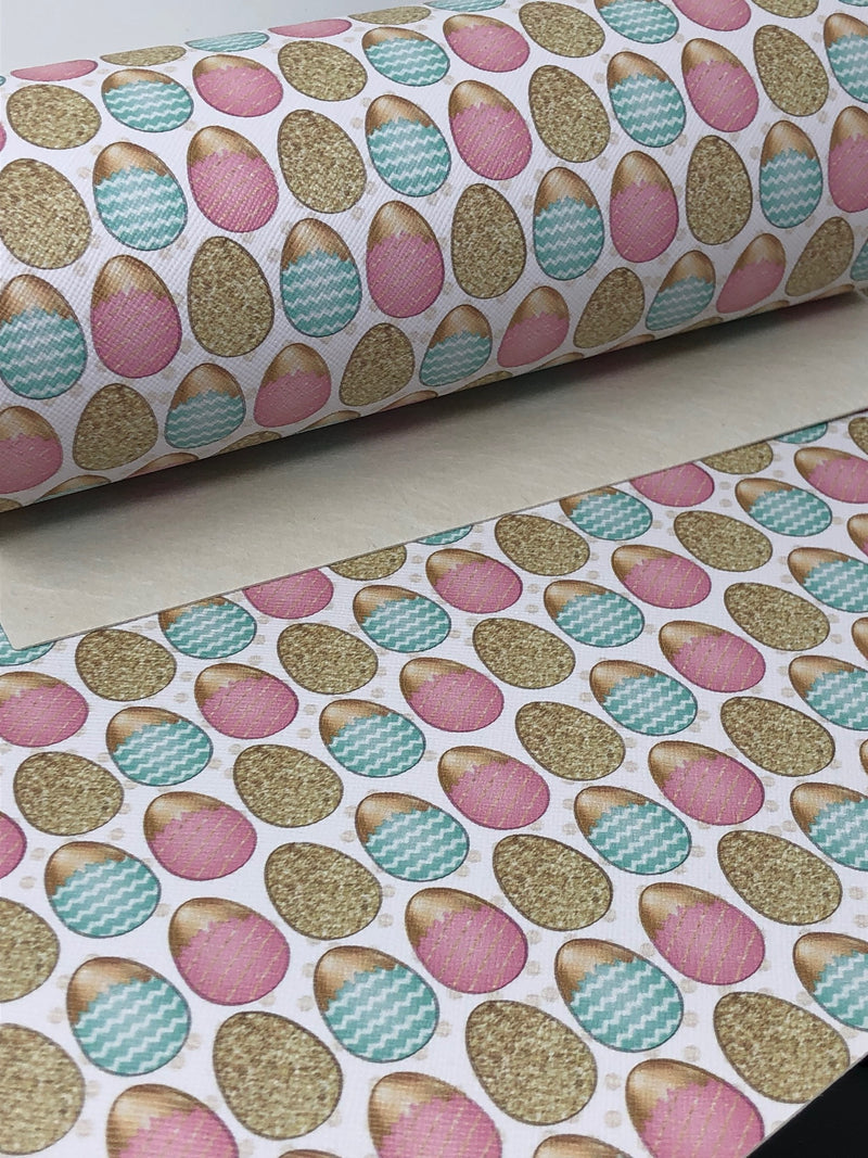 Gold Easter Eggs Faux Leather Sheet
