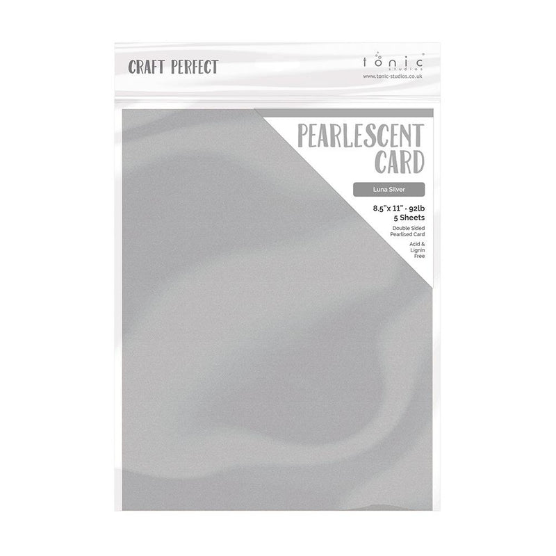 Craft Perfect Pearlescent Cardstock 8.5"X11" 5/Pkg - Luna Silver