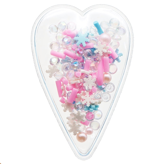 Pink and Blue Snowflake Heart Shaped PVC Shaker Snap Clip Cover (Pack of 2)