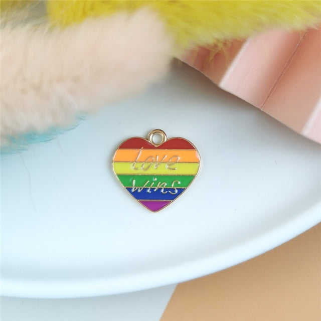 Love Wins Rainbow Heart Charm