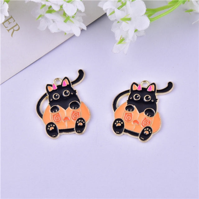 Black Halloween Cat Charm