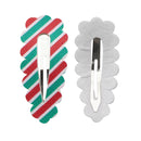 Christmas Print Faux Leather Snap Clips - Pack of 2