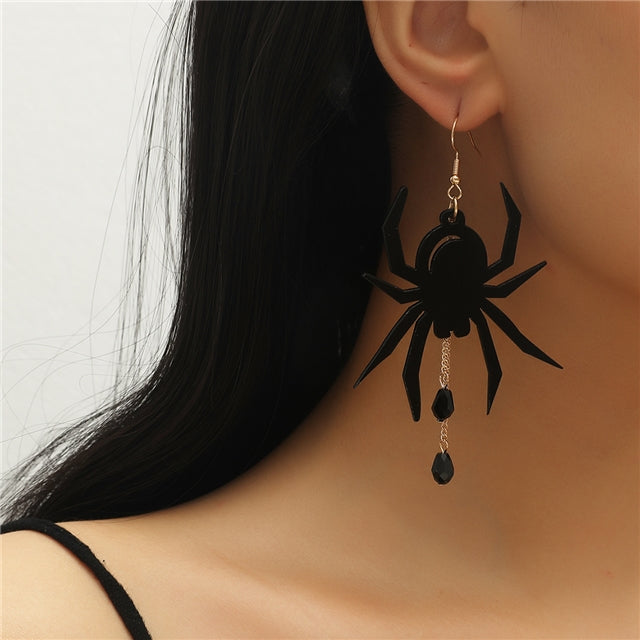 Black Spider Dangle Acrylic Earrings (1 pair)