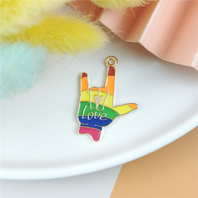 Rainbow Love Hand Charm