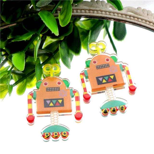 Light Orange Robot Acrylic Charm