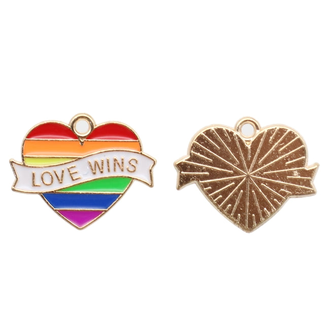 Love Wins Banner Heart Charm