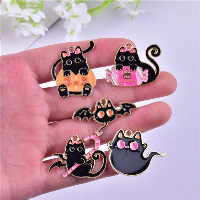 Black Halloween Cat Charm