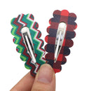 Christmas Print Faux Leather Snap Clips - Pack of 2