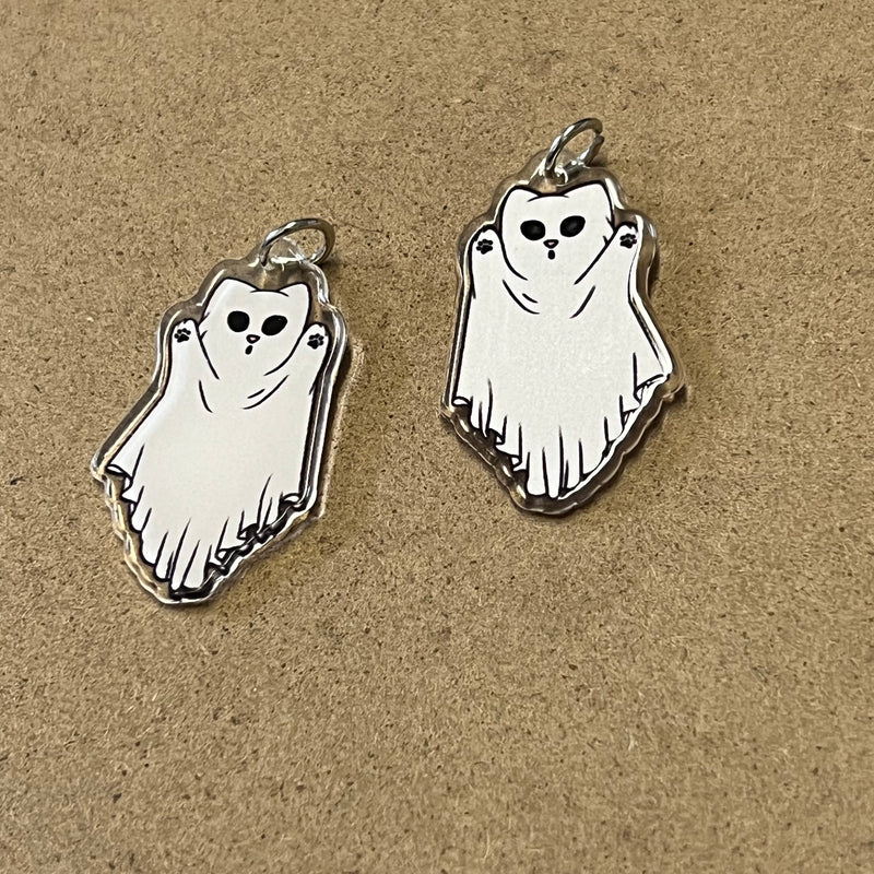 Ghost Cat Acrylic Charm