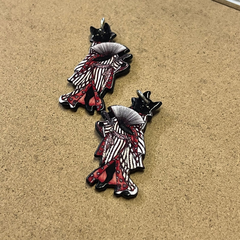 Geisha Cat Acrylic Charm