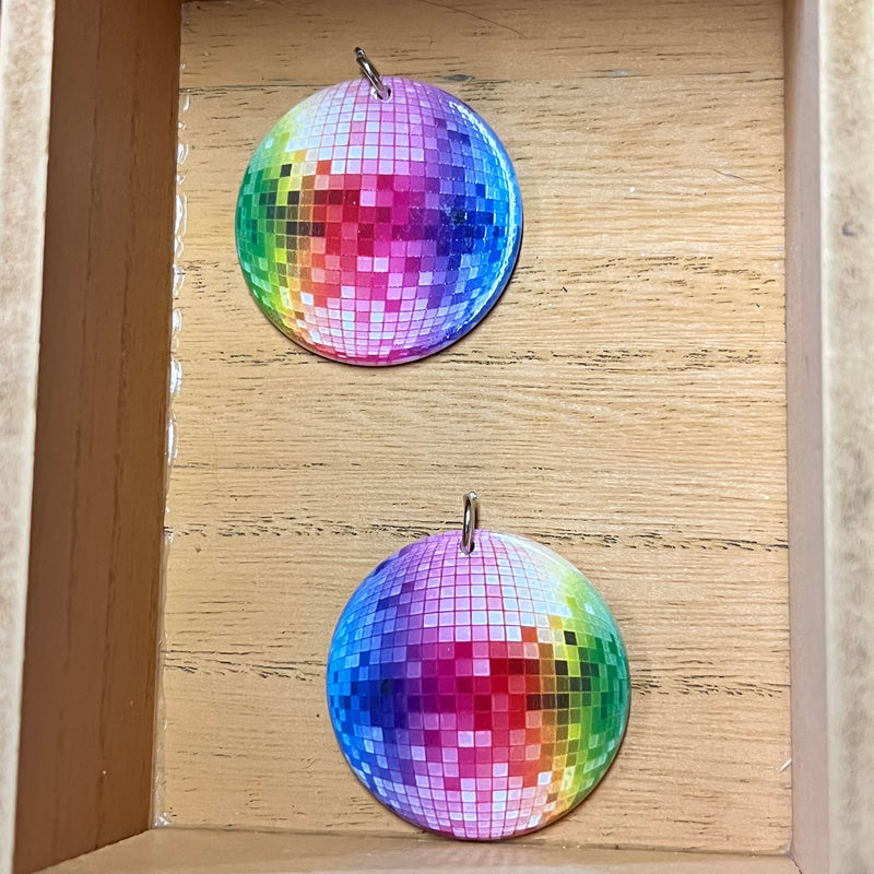 Rainbow Disco Ball Acrylic Charm