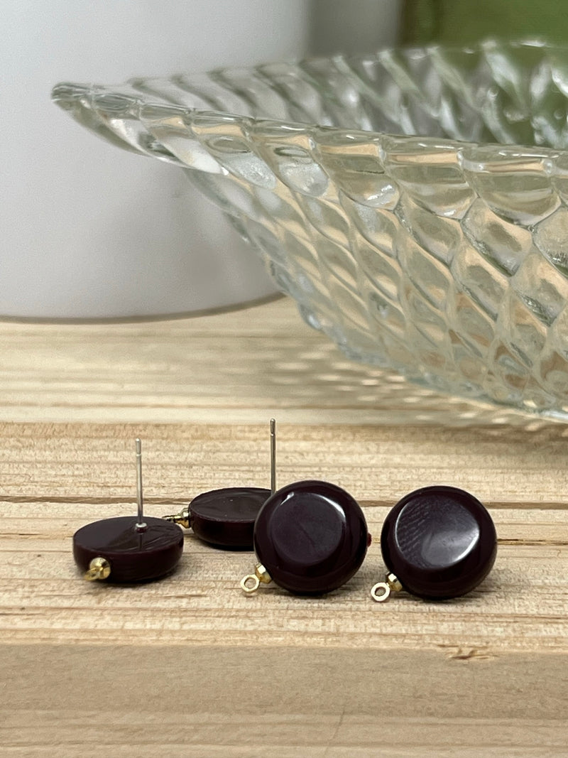 Deep Burgundy Acrylic Earring Connector Posts