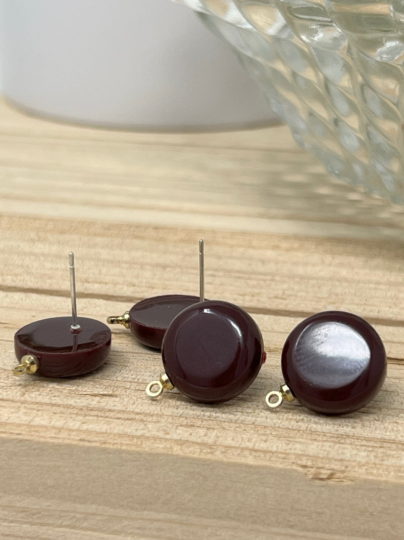 Deep Burgundy Acrylic Earring Connector Posts