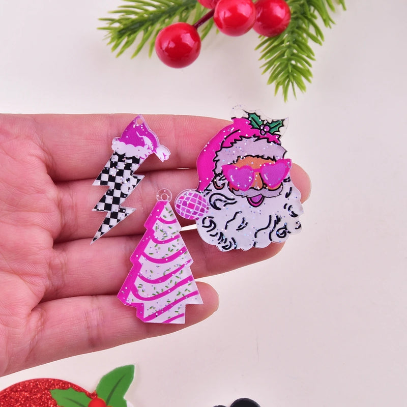 Pink Christmas Acrylic Charm