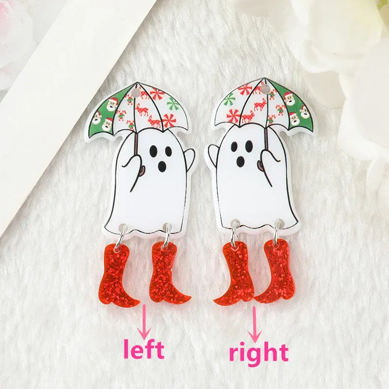 Christmas Ghost with Boots Acrylic Charm