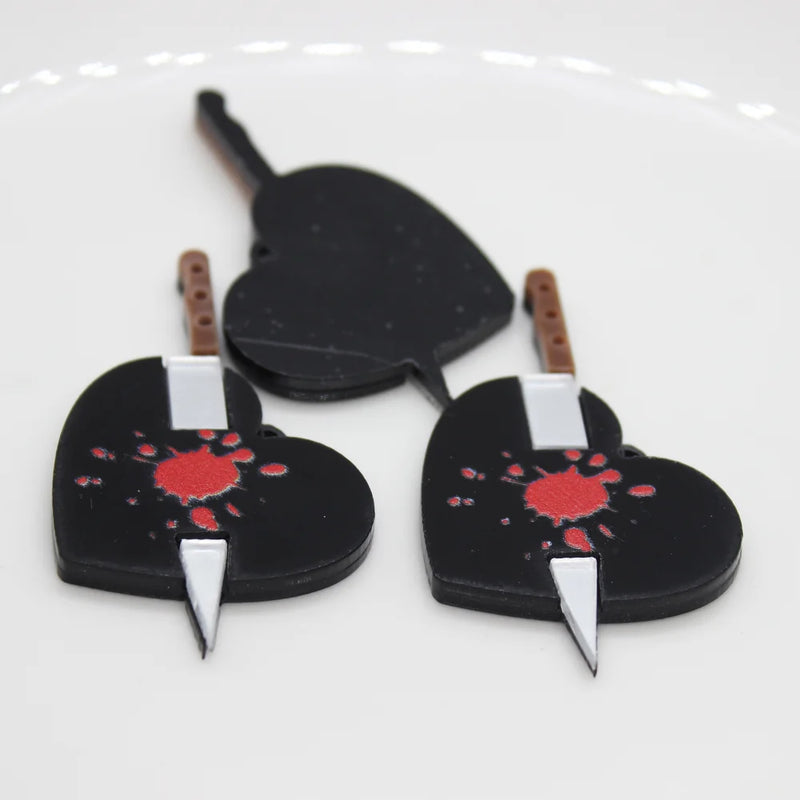 Knife Through Bloody Heart Acrylic Charm