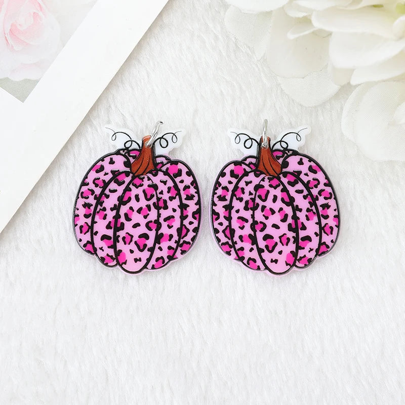 Pink Leopard Pumpkin Acrylic Charm