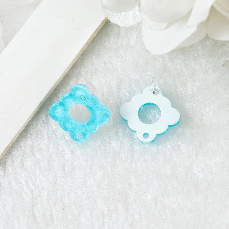 Blue Geometric Acrylic Earring Connector - 1 Pair