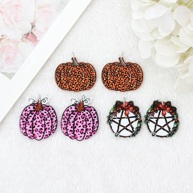 Pink Leopard Pumpkin Acrylic Charm