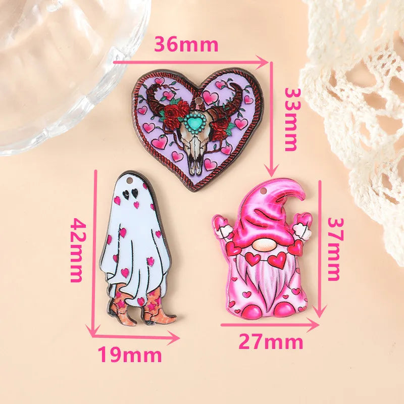 Valentine's Day Ghost Cowgirl Acrylic Charm