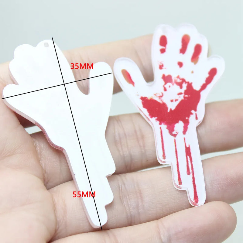 Bloody Hand Print Acrylic Charm