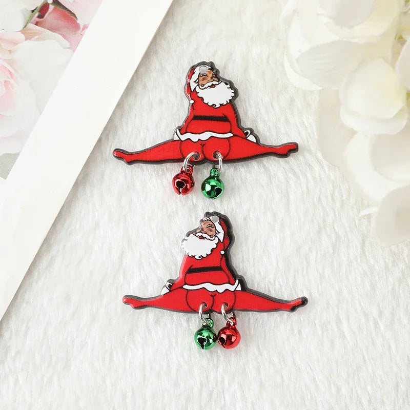 Santa Splits Jingle Bell Acrylic Charm