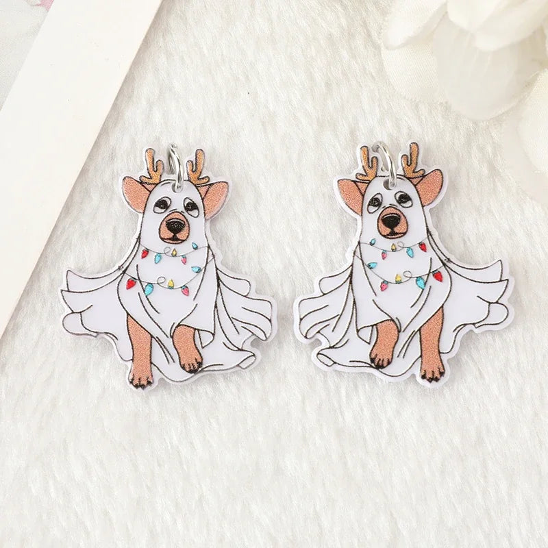 Reindeer Ghost Dog Acrylic Charm