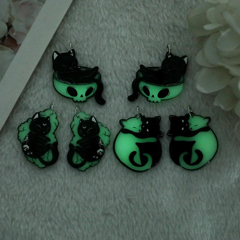 Glow in the Dark Cats Acrylic Charm