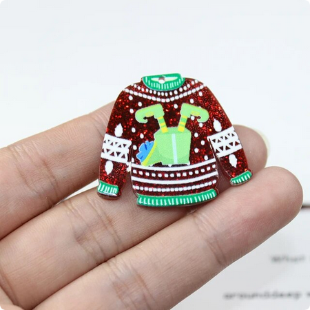 Elf Christmas Sweater Acrylic Charm