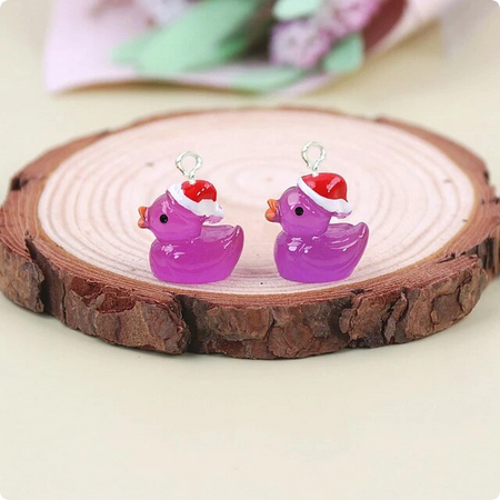 Glow in the Dark Santa Duck Acrylic Charm