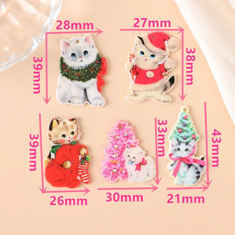 Santa Kitten Acrylic Charm