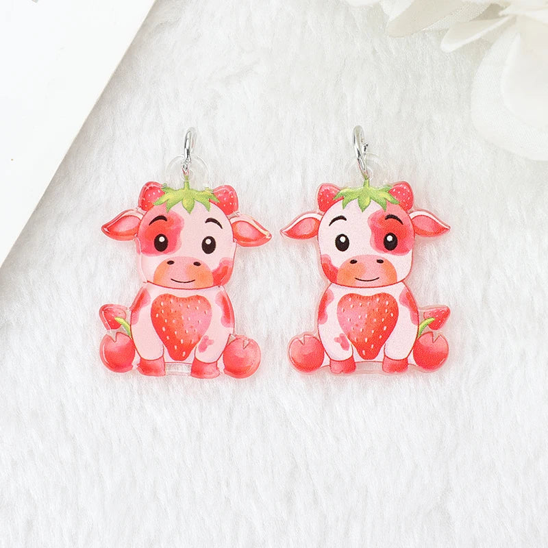 Strawberry Cow Acrylic Charm