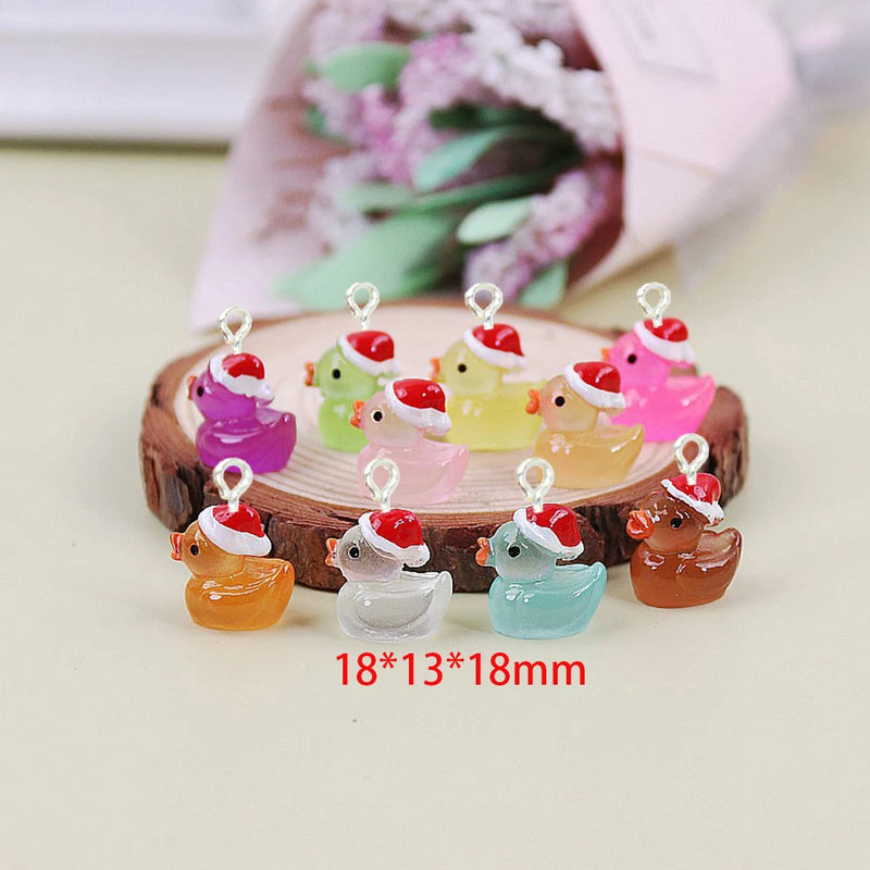 Glow in the Dark Santa Duck Acrylic Charm