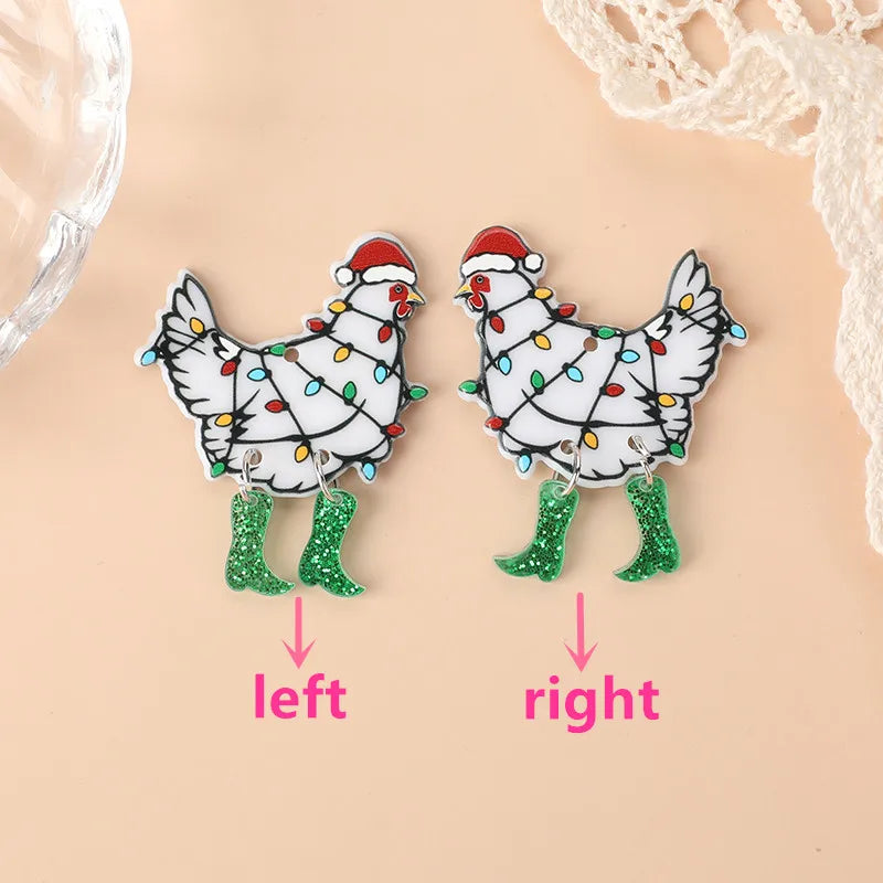 Christmas Chicken Acrylic Charm