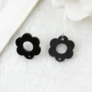 Black Flower Acrylic Earring Connector - 1 Pair