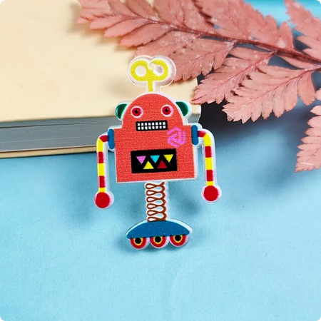 Orange Robot Acrylic Charm