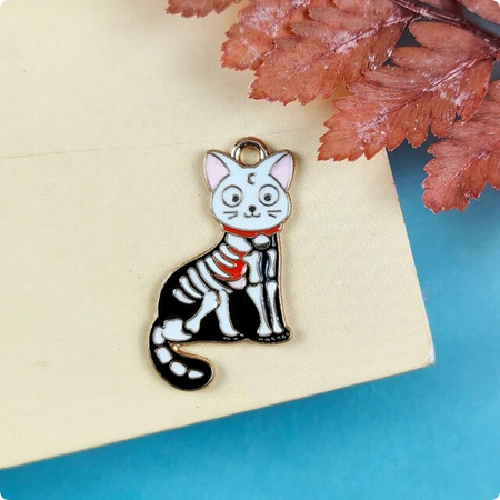 Skeleton Cat Charm