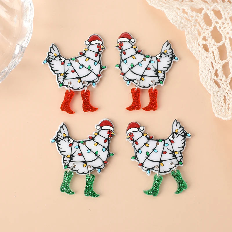 Christmas Chicken Acrylic Charm