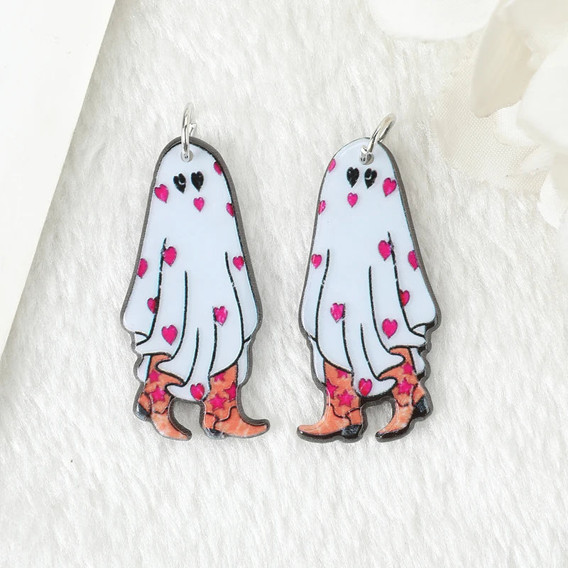 Valentine's Day Ghost Cowgirl Acrylic Charm