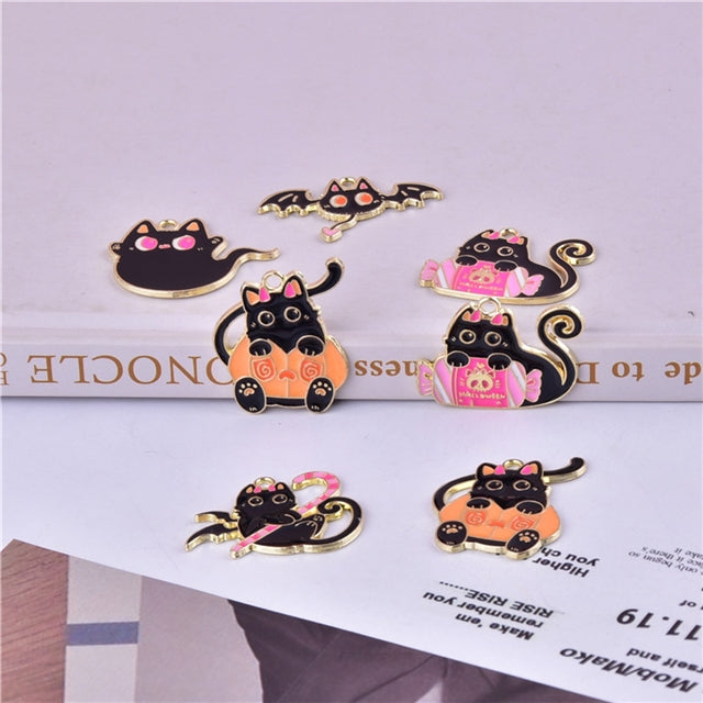 Black Halloween Cat Charm