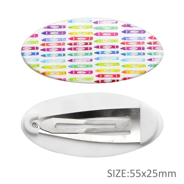 Colorful Crayons Oval Snap Clips - Pack of 2
