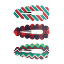 Christmas Print Faux Leather Snap Clips - Pack of 2