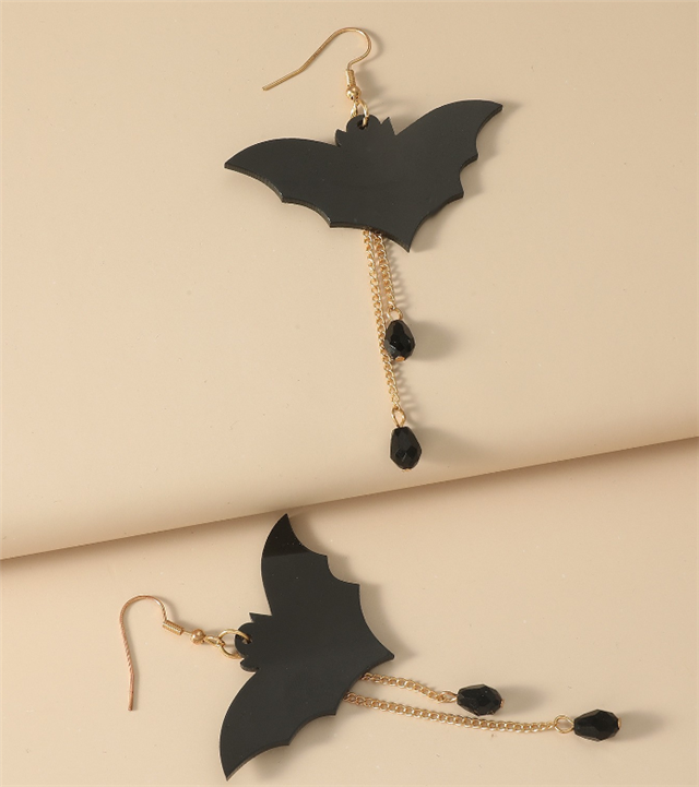 Black Bat Dangle Acrylic Earrings (1 pair)