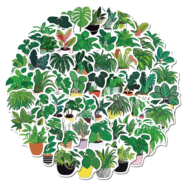 Potted Plant Sticker Pack  (50 stickers)