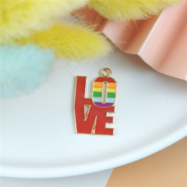 Red and Rainbow LOVE Charm