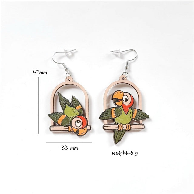 Parrot Wooden Earrings (1 pair)