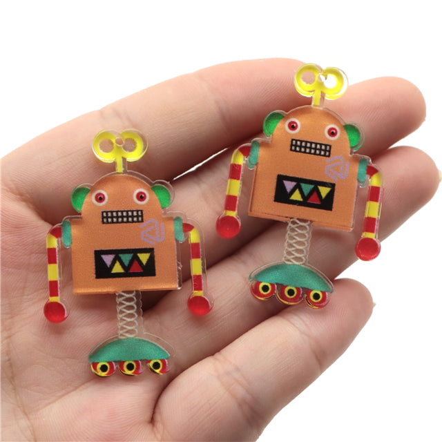 Light Orange Robot Acrylic Charm